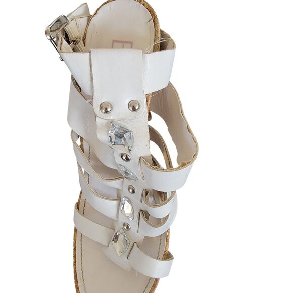 BCBG Olives White Gladiator Style High Heel Sandals With Rhinestone Accents & Co - Picture 4 of 9